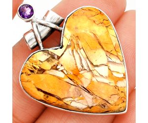 Heart - Brecciated Mookaite and Amethyst Pendant SDP149656 P-1159, 28x29 mm