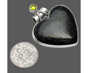 Heart - Sunstone In Iolite and Peridot Pendant SDP149658 P-1159, 27x29 mm