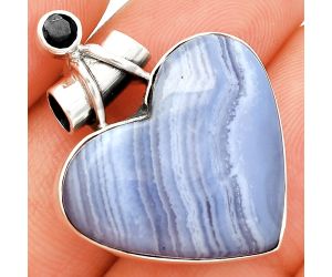 Heart - Blue Lace Agate and Black Onyx Pendant SDP149663 P-1159, 22x25 mm