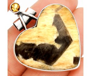 Heart - Septarian - Dragon Stone and Citrine Pendant SDP149664 P-1159, 28x30 mm