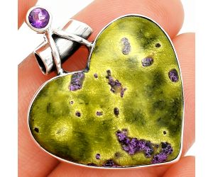 Heart - Stichtite and Amethyst Pendant SDP149667 P-1159, 26x29 mm