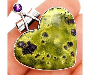 Heart - Stichtite and Amethyst Pendant SDP149668 P-1159, 26x30 mm