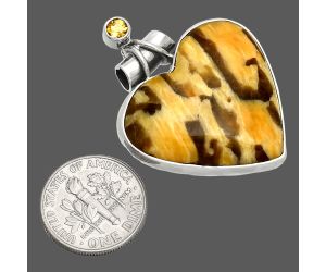 Heart - Septarian - Dragon Stone and Citrine Pendant SDP149684 P-1159, 26x28 mm