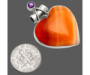 Heart - Lake Superior Agate and Amethyst Pendant SDP149694 P-1159, 25x26 mm