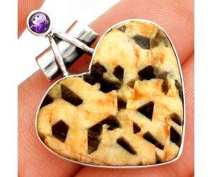 Heart - Septarian - Dragon Stone and Amethyst Pendant SDP149700 P-1159, 24x28 mm