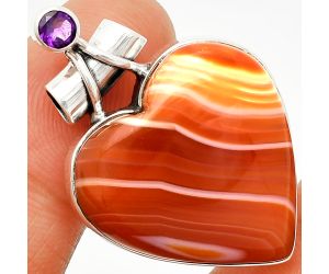 Heart - Lake Superior Agate and Amethyst Pendant SDP149702 P-1159, 24x24 mm