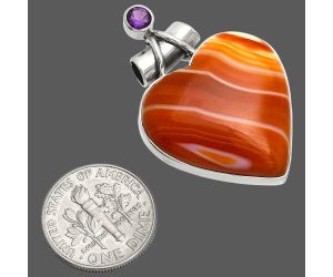 Heart - Lake Superior Agate and Amethyst Pendant SDP149702 P-1159, 24x24 mm
