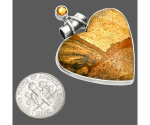 Heart - Picture Jasper and Citrine Pendant SDP149703 P-1159, 28x29 mm