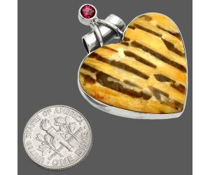 Heart - Septarian - Dragon Stone and Garnet Pendant SDP149707 P-1159, 28x30 mm