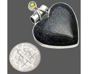 Heart - Sunstone In Iolite and Peridot Pendant SDP149710 P-1159, 26x27 mm