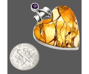 Heart - Brecciated Mookaite and Amethyst Pendant SDP149712 P-1159, 28x28 mm