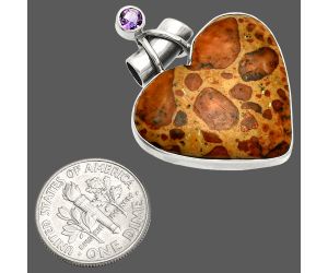 Heart - Leopardite Jasper and Amethyst Pendant SDP149726 P-1159, 24x27 mm