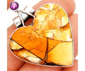 Heart - Brecciated Mookaite and Amethyst Pendant SDP149736 P-1159, 30x30 mm