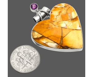 Heart - Brecciated Mookaite and Amethyst Pendant SDP149736 P-1159, 30x30 mm