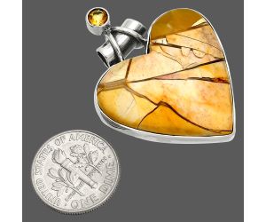 Heart - Brecciated Mookaite and Citrine Pendant SDP149737 P-1159, 27x28 mm