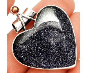 Heart - Sunstone In Iolite and Garnet Pendant SDP149738 P-1159, 28x30 mm
