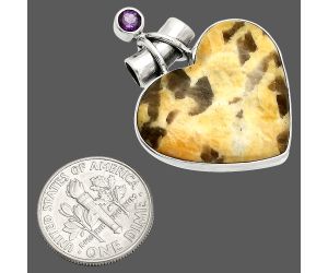 Heart - Septarian - Dragon Stone and Amethyst Pendant SDP149740 P-1159, 23x26 mm