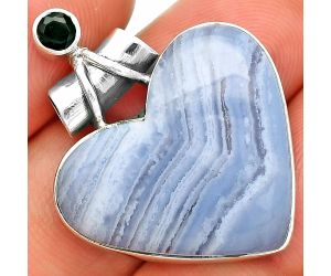 Heart - Blue Lace Agate and Black Onyx Pendant SDP149755 P-1159, 23x25 mm