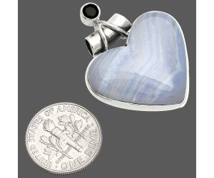 Heart - Blue Lace Agate and Black Onyx Pendant SDP149755 P-1159, 23x25 mm