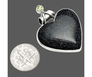 Heart - Sunstone In Iolite and Peridot Pendant SDP149763 P-1159, 26x28 mm