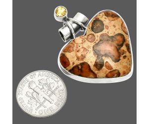 Heart - Leopardite Jasper and Citrine Pendant SDP149766 P-1159, 24x27 mm
