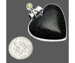Heart - Sunstone In Iolite and Peridot Pendant SDP149768 P-1159, 27x28 mm
