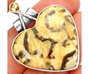 Heart - Septarian - Dragon Stone and Citrine Pendant SDP149781 P-1159, 27x29 mm
