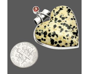 Heart - Dalmatian and Garnet Pendant SDP149785 P-1159, 28x29 mm
