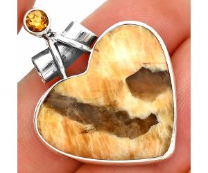 Heart - Septarian - Dragon Stone and Citrine Pendant SDP149788 P-1159, 22x25 mm