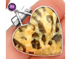 Heart - Septarian - Dragon Stone and Amethyst Pendant SDP149801 P-1159, 24x25 mm