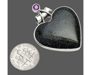 Heart - Sunstone In Iolite and Amethyst Pendant SDP149809 P-1159, 27x28 mm