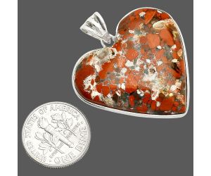 Heart - Red Brecciated Jasper Pendant SDP149823 P-1043, 30x32 mm