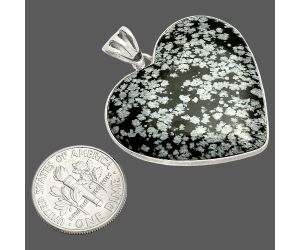 Heart - Snow Flake Obsidian Pendant SDP149836 P-1043, 30x31 mm