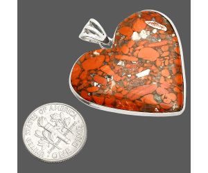 Heart - Red Brecciated Jasper Pendant SDP149846 P-1043, 33x33 mm