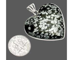 Heart - Snow Flake Obsidian Pendant SDP149927 P-1043, 31x33 mm