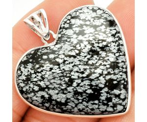 Heart - Snow Flake Obsidian Pendant SDP149953 P-1043, 31x33 mm