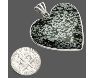 Heart - Snow Flake Obsidian Pendant SDP149953 P-1043, 31x33 mm