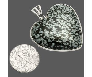 Heart - Snow Flake Obsidian Pendant SDP149954 P-1043, 30x30 mm