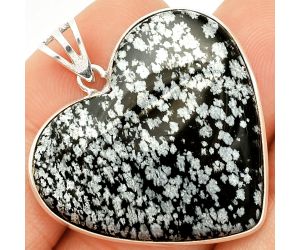 Heart - Snow Flake Obsidian Pendant SDP149969 P-1043, 30x33 mm