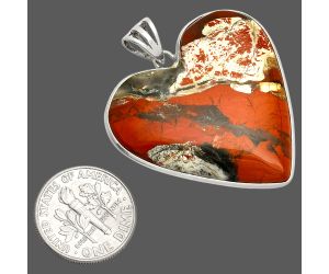 Heart - Red Brecciated Jasper Pendant SDP149972 P-1043, 34x34 mm