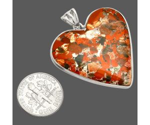 Heart - Red Brecciated Jasper Pendant SDP149974 P-1043, 32x33 mm