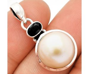 Natural Fresh Water Pearl and Black Onyx Pendant SDP149987 P-1077, 13x13 mm