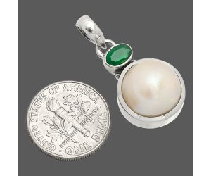 Natural Fresh Water Pearl and Green Onyx Pendant SDP149988 P-1077, 12x12 mm