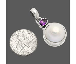 Natural Fresh Water Pearl and Amethyst Pendant SDP149989 P-1077, 13x13 mm