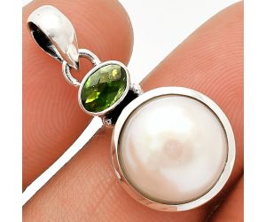 Natural Fresh Water Pearl and Chrome Diopside Pendant SDP149990 P-1077, 12x12 mm