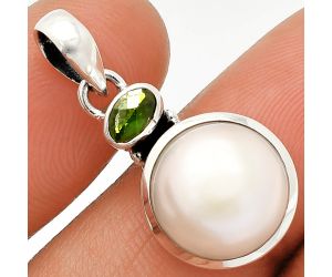 Natural Fresh Water Pearl and Chrome Diopside Pendant SDP149991 P-1077, 12x12 mm
