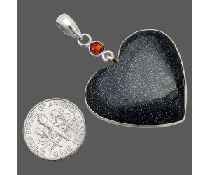 Heart - Sunstone In Iolite and Garnet Pendant SDP150113 P-1098, 28x29 mm
