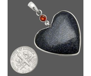 Heart - Sunstone In Iolite and Garnet Pendant SDP150126 P-1098, 29x29 mm
