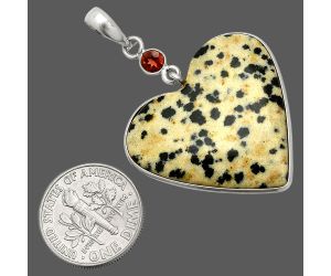 Heart - Dalmatian and Garnet Pendant SDP150141 P-1098, 28x29 mm