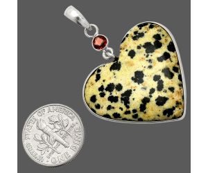 Heart - Dalmatian and Garnet Pendant SDP150142 P-1098, 28x29 mm